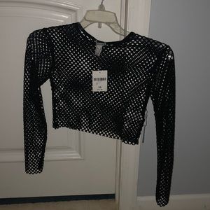 Black, fishnet crop top